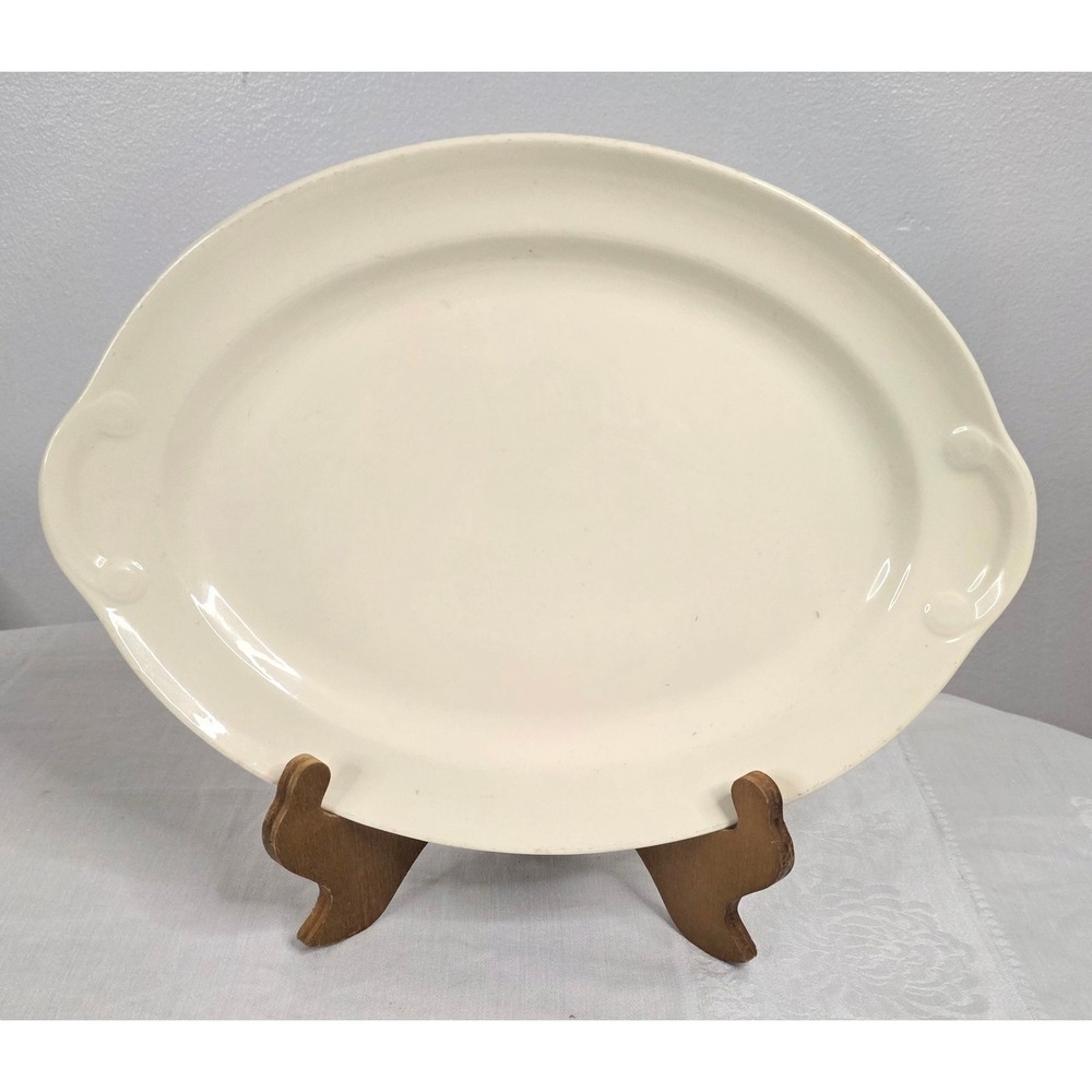 Vintage Taylor Smith Taylor USA Cream Oval Serving Platter 13 inch 1939 TST